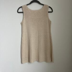 J.Jill Cream Silk Linen Blend Sleeveless Sweater Tank XS Minimalist Boho Vanilla
